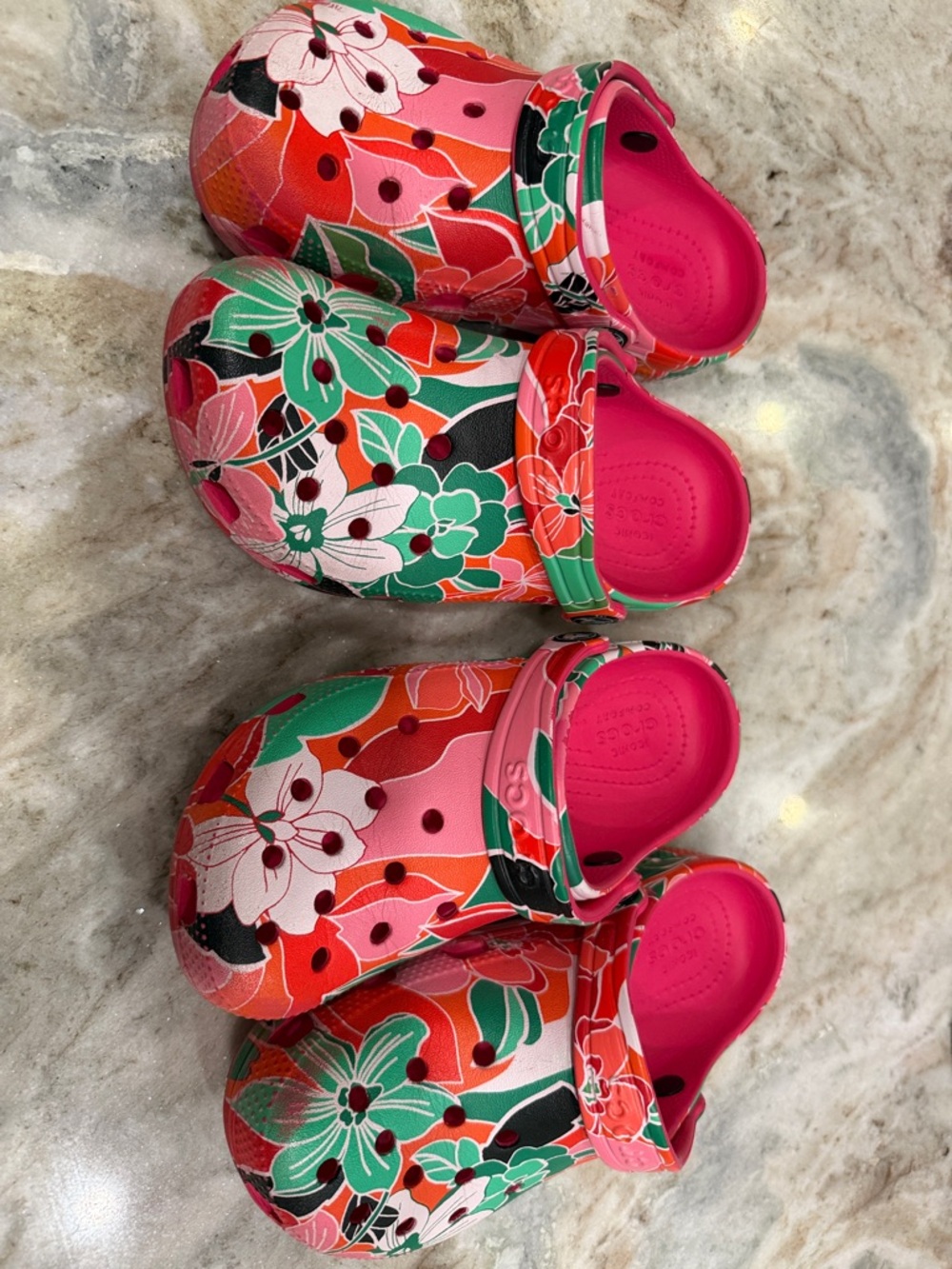 Kids Floral Comfort Crocs - Pink Floral sz 13
